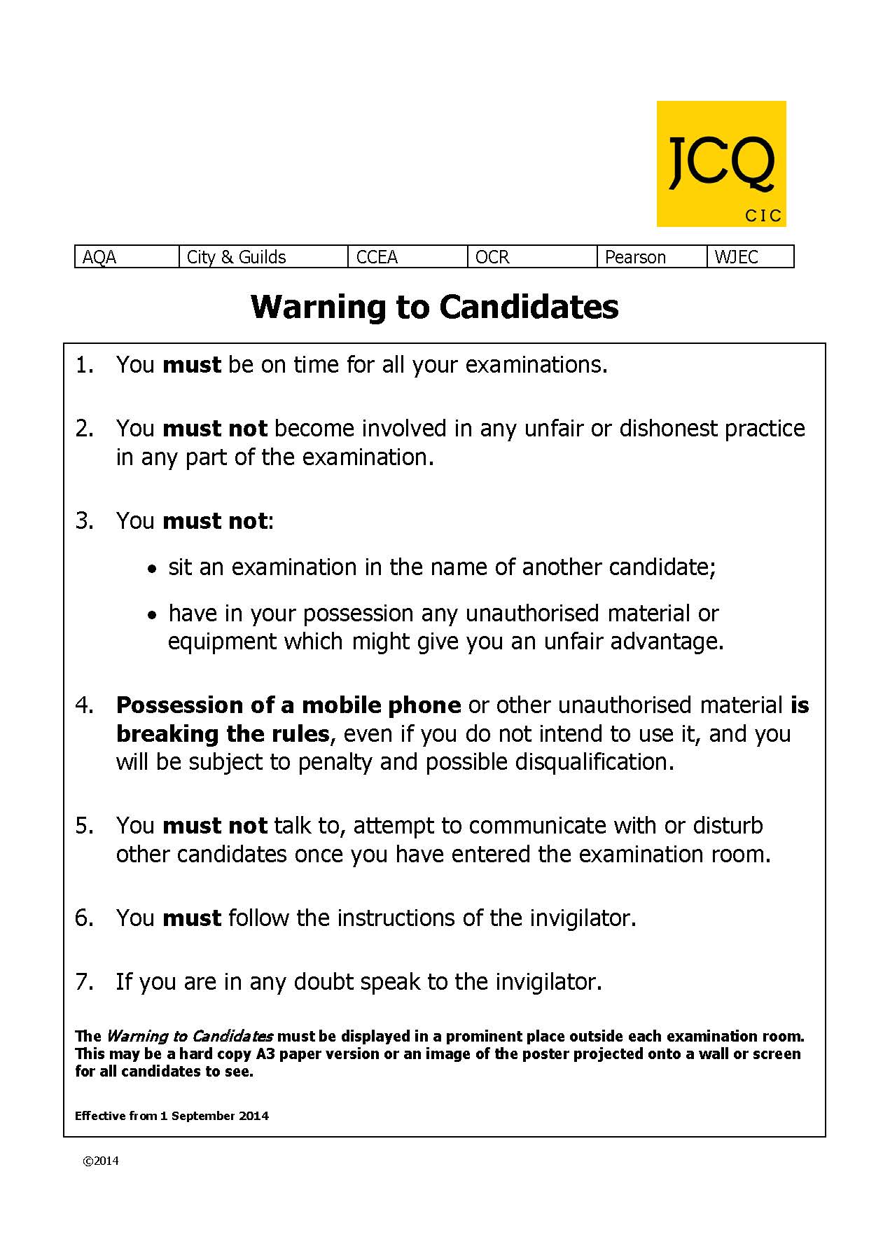 Joseph Leckie Academy Examinations