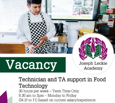 Technician and TA support in Food Technology